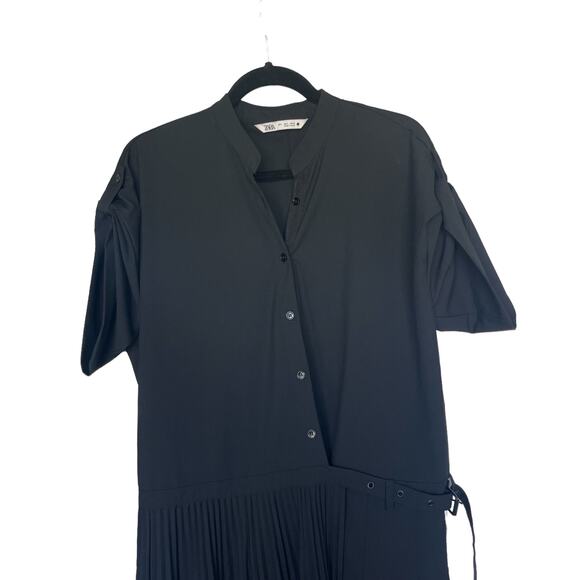 ZARA LIMITED EDITION SHIRT DRESS WITH TONE DETAILS BLACK SIZE L | 2317/645 - Picture 4 of 8